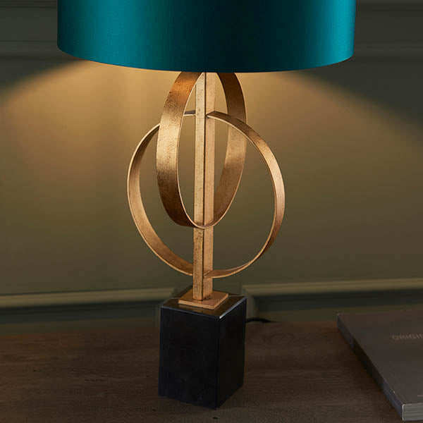Sparrowmere Double Hoop Table Lamp - Gold Leaf Teal