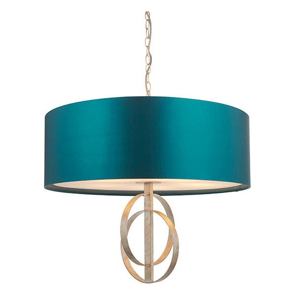 Sparrowmere Double Hoop XL 5 Light Pendant - Silver Leaf Teal
