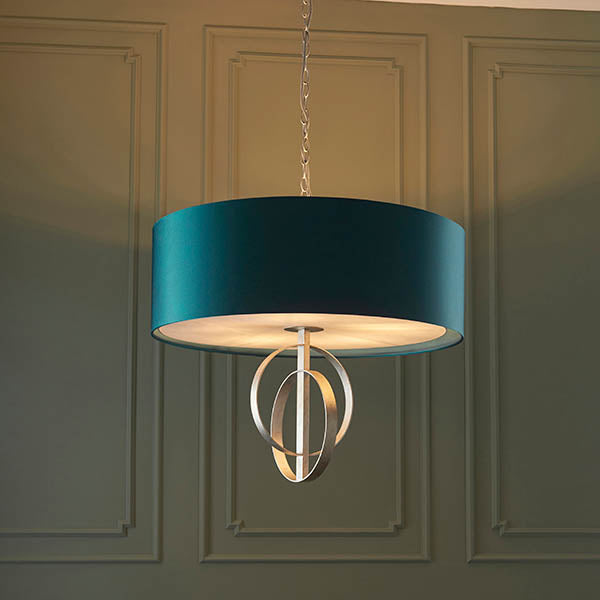 Sparrowmere Double Hoop XL 5 Light Pendant - Silver Leaf Teal