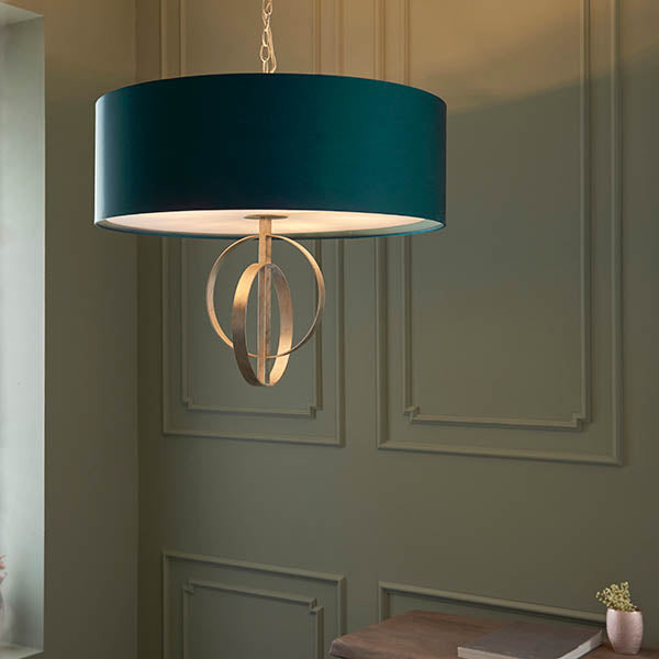 Sparrowmere Double Hoop XL 5 Light Pendant - Silver Leaf Teal