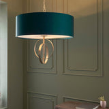 Sparrowmere Double Hoop XL 5 Light Pendant - Silver Leaf Teal