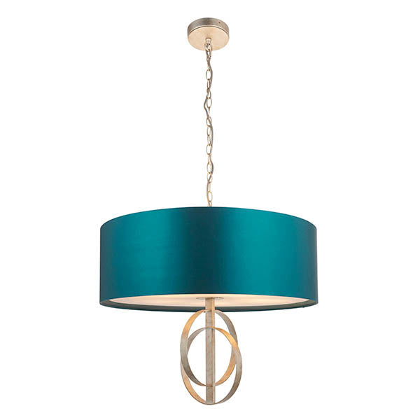 Sparrowmere Double Hoop XL 5 Light Pendant - Silver Leaf Teal