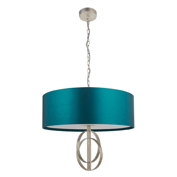 Sparrowmere Double Hoop XL 5 Light Pendant - Silver Leaf Teal