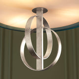 Sparrowmere Double Hoop Large 3 Light Pendant - Silver Leaf Teal