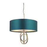 Sparrowmere Double Hoop Large 3 Light Pendant - Silver Leaf Teal
