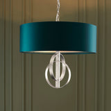 Sparrowmere Double Hoop Large 3 Light Pendant - Silver Leaf Teal