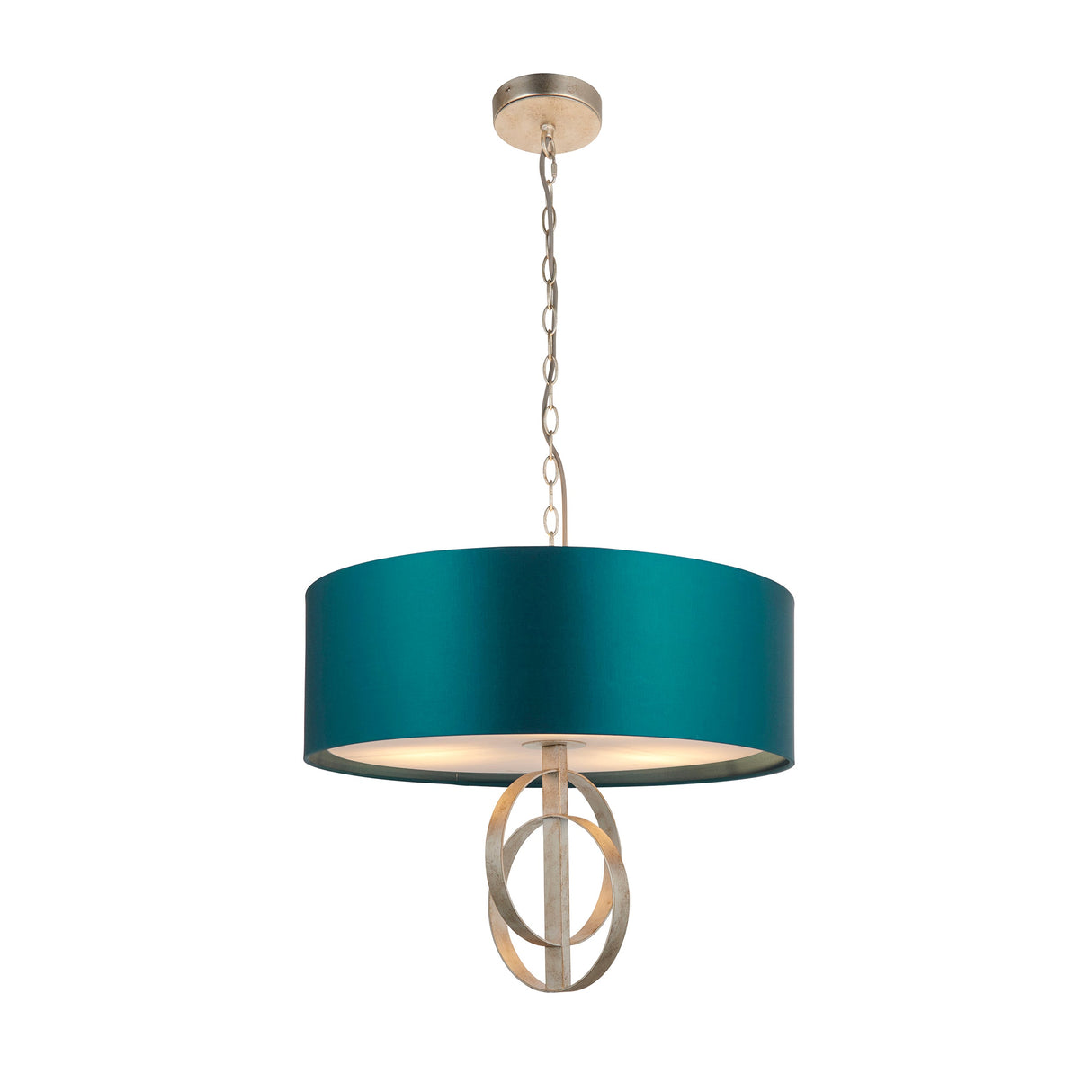 Sparrowmere Double Hoop Large 3 Light Pendant - Silver Leaf Teal