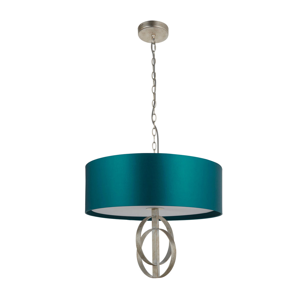 Sparrowmere Double Hoop Large 3 Light Pendant - Silver Leaf Teal