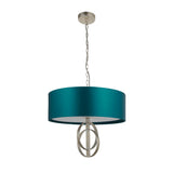 Sparrowmere Double Hoop Large 3 Light Pendant - Silver Leaf Teal