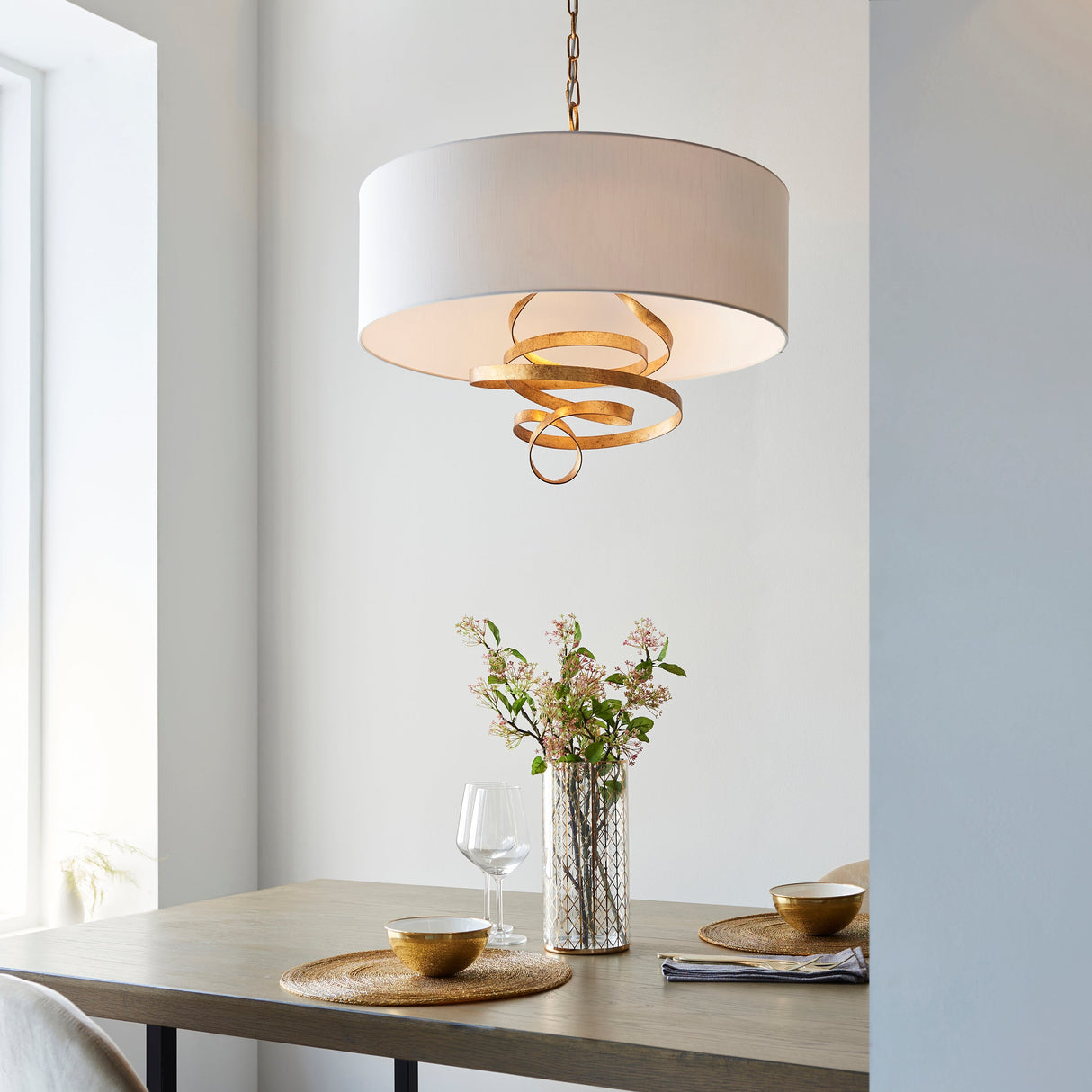 Glendhurst Ribbon 3 Light Pendant - Gold Ivory