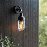 Murlwick Textured Industrial Outdoor Wall Light - Black Clear