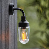 Murlwick Textured Industrial Outdoor Wall Light - Black Clear