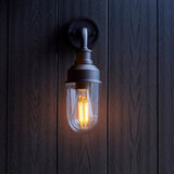 Murlwick Textured Industrial Outdoor Wall Light - Black Clear