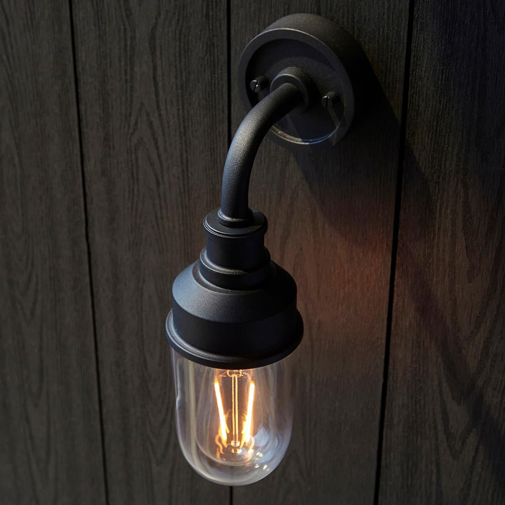Murlwick Textured Industrial Outdoor Wall Light - Black Clear