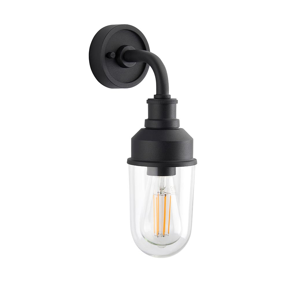 Murlwick Textured Industrial Outdoor Wall Light - Black Clear
