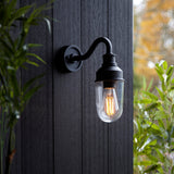 Murlwick Textured Curved Arm Outdoor Wall Light - Black Clear