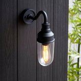Murlwick Textured Curved Arm Outdoor Wall Light - Black Clear