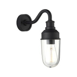 Murlwick Textured Curved Arm Outdoor Wall Light - Black Clear