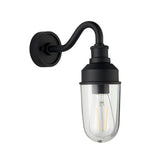 Murlwick Textured Curved Arm Outdoor Wall Light - Black Clear