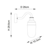 Murlwick Textured Curved Arm Outdoor Wall Light - Black Clear