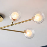 Farnleigh Semi-flush Ribbed/frosted 6 Light Flush Ceiling Light - Satin Brass Clear