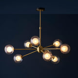 Farnleigh Ribbed/frosted 9 Light Pendant - Satin Brass Clear
