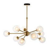 Farnleigh Ribbed/frosted 9 Light Pendant - Satin Brass Clear