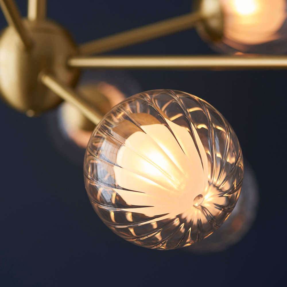 Farnleigh Ribbed/frosted 9 Light Pendant - Satin Brass Clear