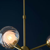 Farnleigh Ribbed/frosted 9 Light Pendant - Satin Brass Clear