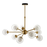Farnleigh Ribbed/frosted 9 Light Pendant - Satin Brass Clear