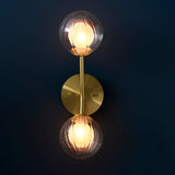 Farnleigh Ribbed/frosted 2 Light Wall Light - Satin Brass Clear