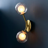 Farnleigh Ribbed/frosted 2 Light Wall Light - Satin Brass Clear