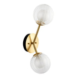 Farnleigh Ribbed/frosted 2 Light Wall Light - Satin Brass Clear