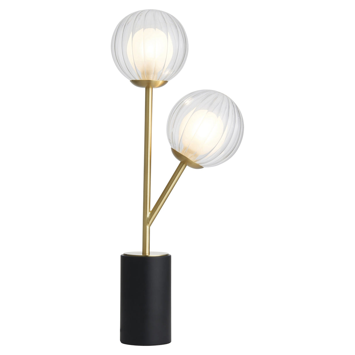 Farnleigh Ribbed/frosted Table Lamp - Satin Brass Clear