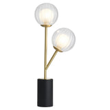 Farnleigh Ribbed/frosted Table Lamp - Satin Brass Clear