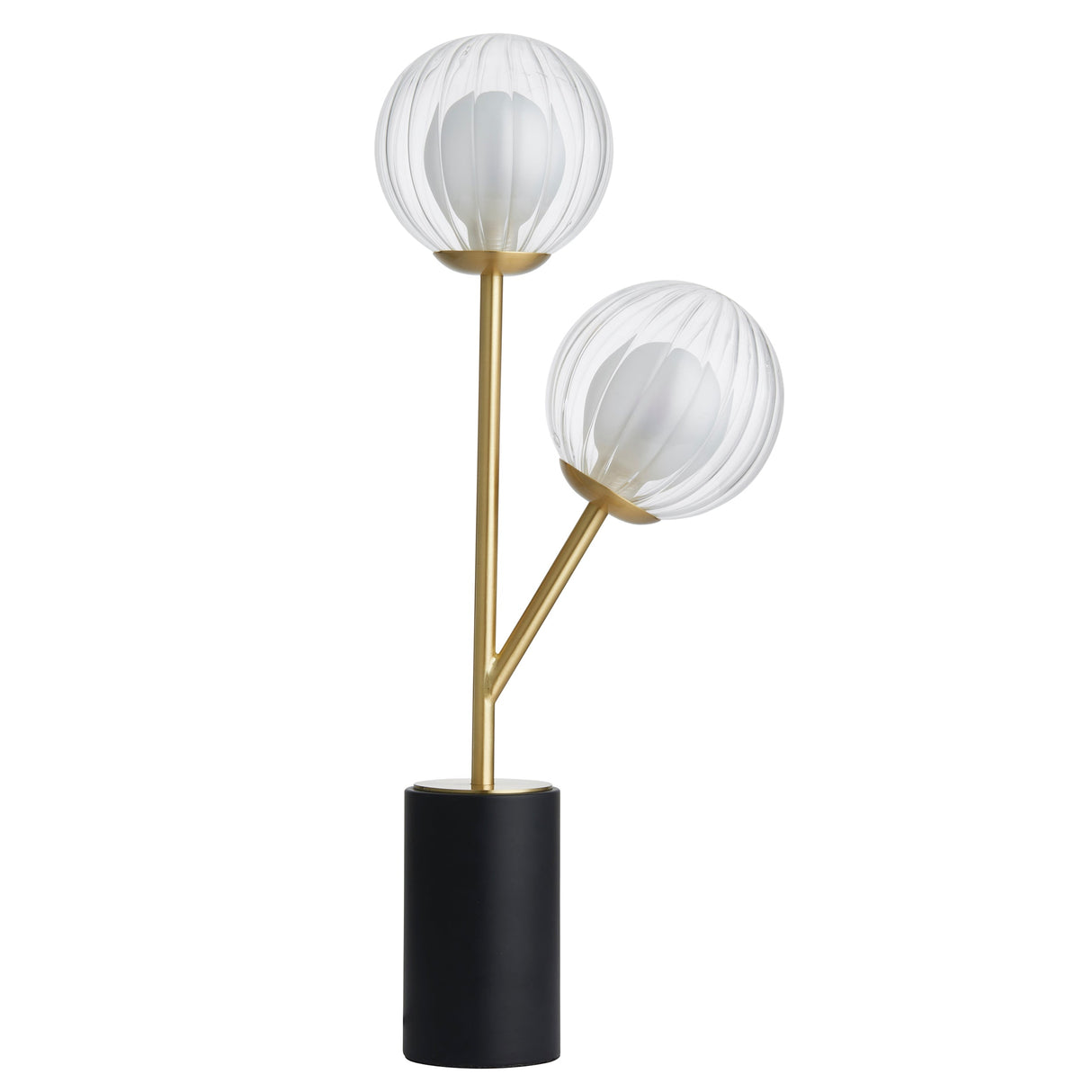 Farnleigh Ribbed/frosted Table Lamp - Satin Brass Clear