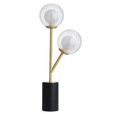Farnleigh Ribbed/frosted Table Lamp - Satin Brass Clear