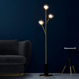 Farnleigh Ribbed/frosted Floor Lamp - Satin Brass Clear
