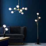 Farnleigh Ribbed/frosted Floor Lamp - Satin Brass Clear
