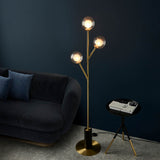 Farnleigh Ribbed/frosted Floor Lamp - Satin Brass Clear