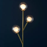 Farnleigh Ribbed/frosted Floor Lamp - Satin Brass Clear