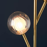 Farnleigh Ribbed/frosted Floor Lamp - Satin Brass Clear
