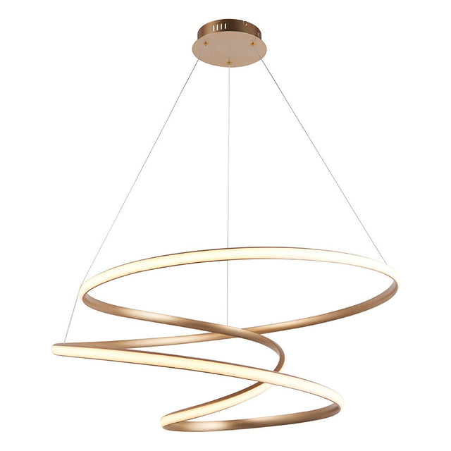 Tolmere Spiral Large Pendant in natural metal finish from Lighting No.1, a single coiled ribbon LED fitting suspended from a round ceiling plate.
