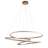 Tolmere Spiral Grand Pendant by Lighting No.1 in natural metal finish, coiled ribbon LED form suspended from a round ceiling plate.