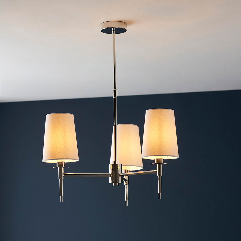Corriford Multi Arm Tapered 3 Light Pendant - Bright Nickel