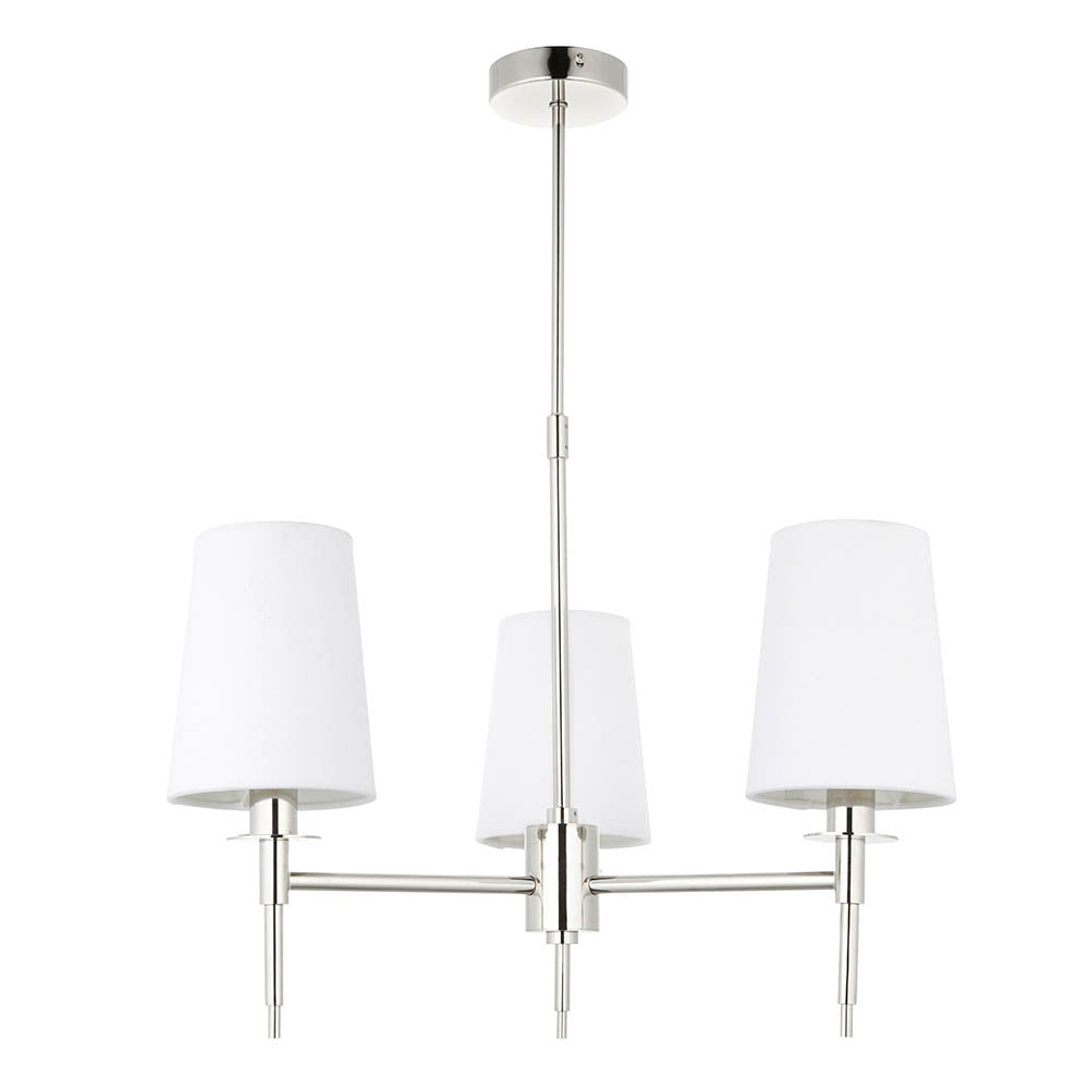 Corriford Multi Arm Tapered 3 Light Pendant - Bright Nickel
