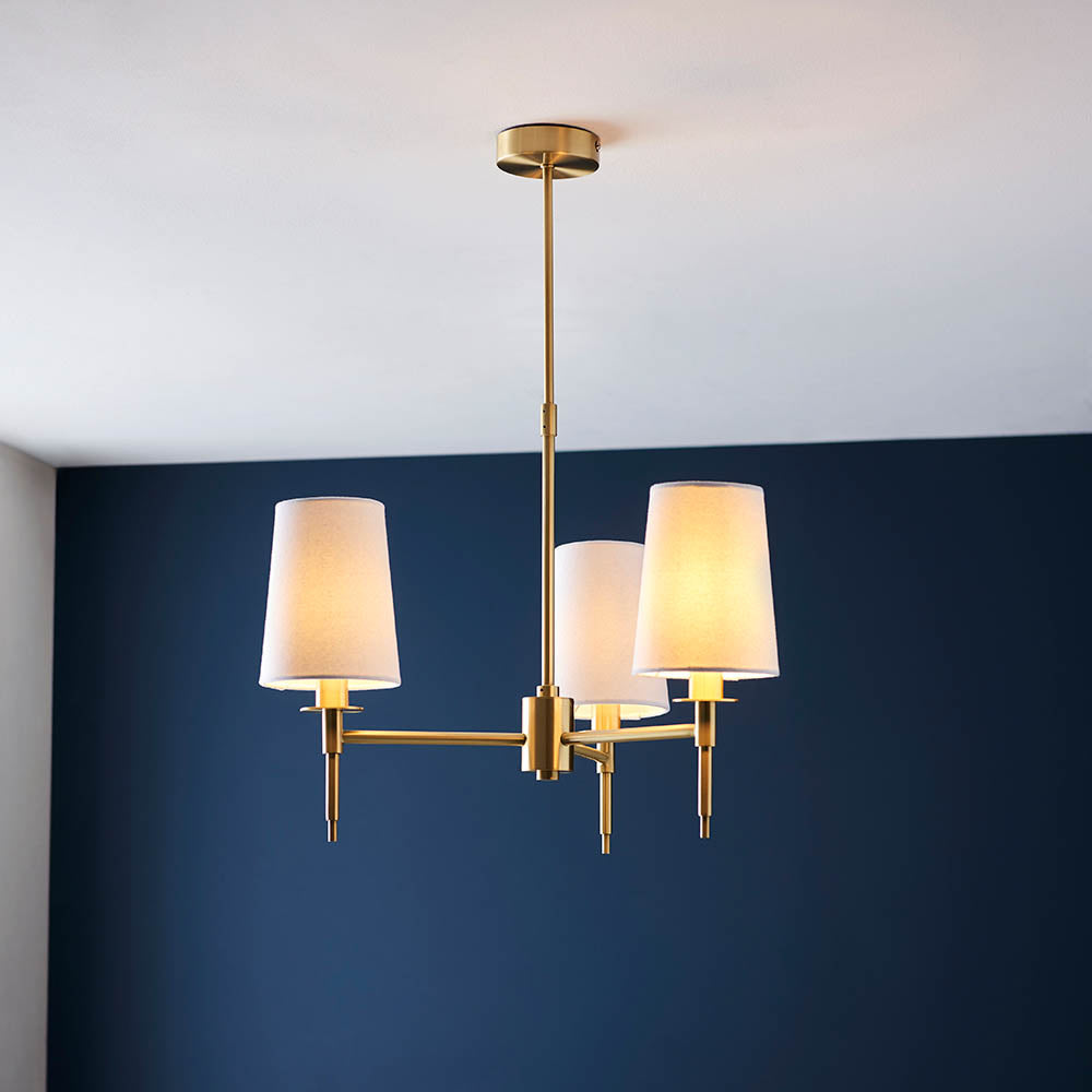 Corriford Multi Arm Tapered 3 Light Pendant - Satin Brass