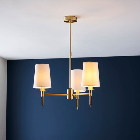 Corriford Multi Arm Tapered 3 Light Pendant - Satin Brass