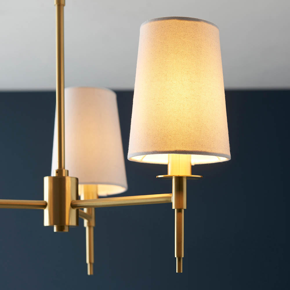 Corriford Multi Arm Tapered 3 Light Pendant - Satin Brass