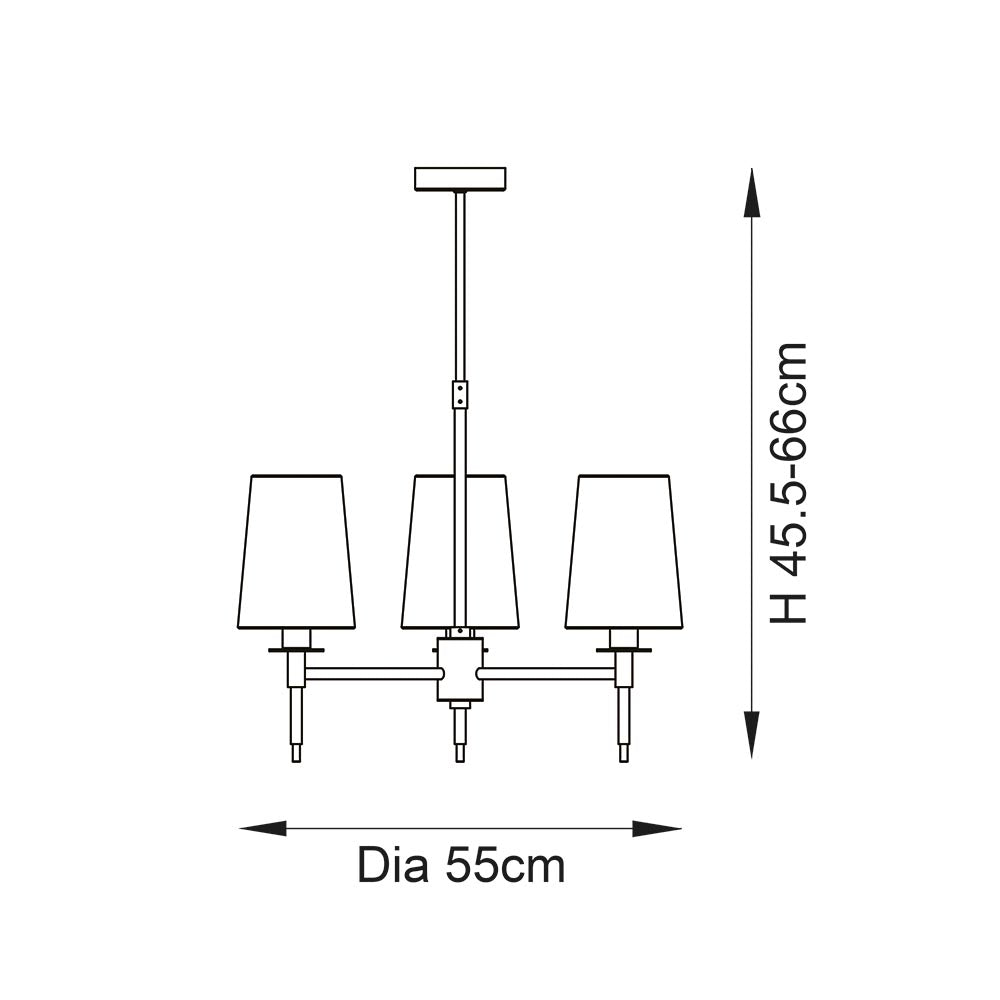 Corriford Multi Arm Tapered 3 Light Pendant - Satin Brass